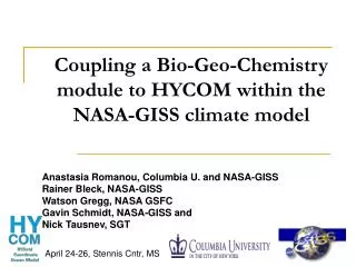 Coupling a Bio-Geo-Chemistry module to HYCOM within the NASA-GISS climate model