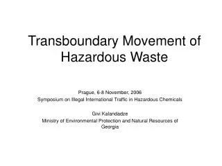 Transboundary Movement of Hazardous Waste