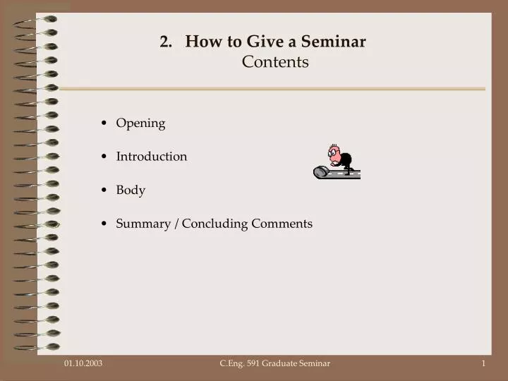 how to give a seminar contents