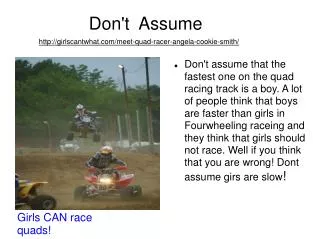 Don't Assume