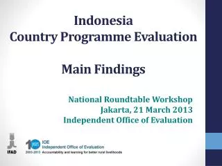 Indonesia Country Programme Evaluation Main Findings