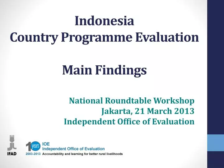 indonesia country programme evaluation main findings