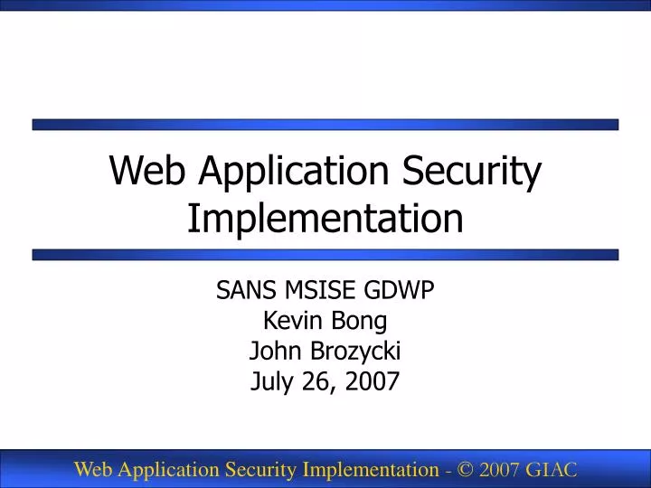 web application security implementation