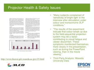 Projector Health &amp; Safety Issues