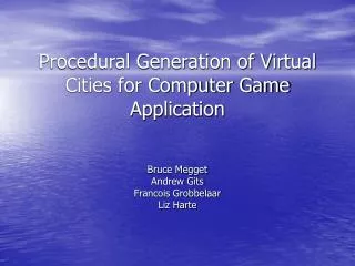 Procedural Generation of Virtual Cities for Computer Game Application