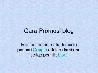 cara promosi blog