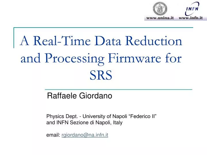 a real time data reduction and processing firmware for srs
