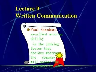 Lecture 9 Written Communication
