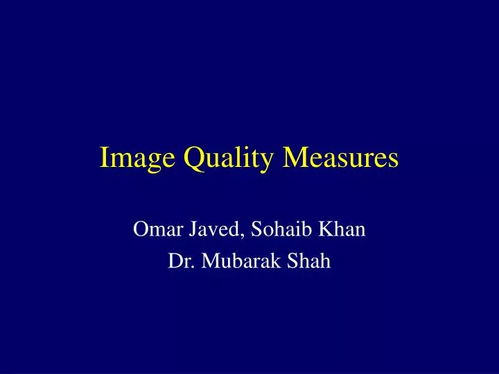 image quality measures