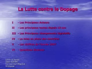 la lutte contre le dopage