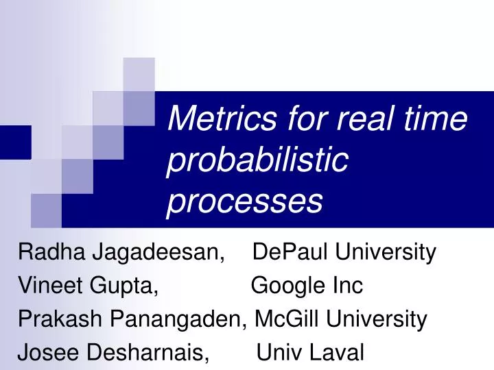 metrics for real time probabilistic processes