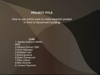PROJECT TITLE How to use online tools to make peaceful protest In front of Goverment building