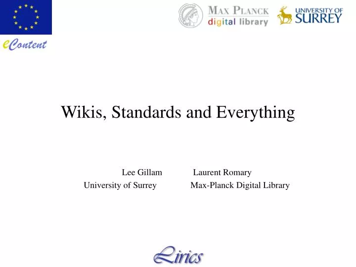 wikis standards and everything