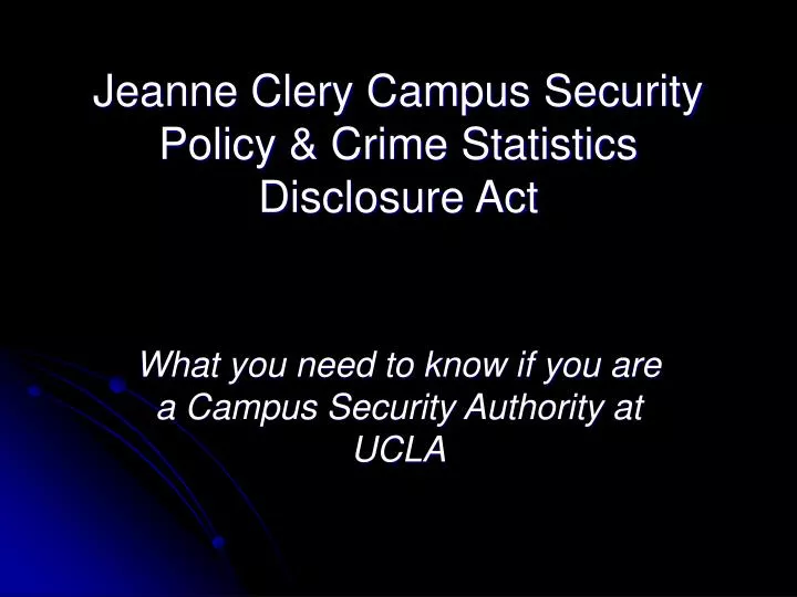 jeanne clery campus security policy crime statistics disclosure act