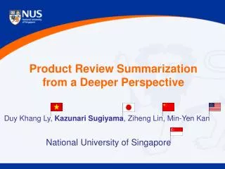 Product Review Summarization from a Deeper Perspective