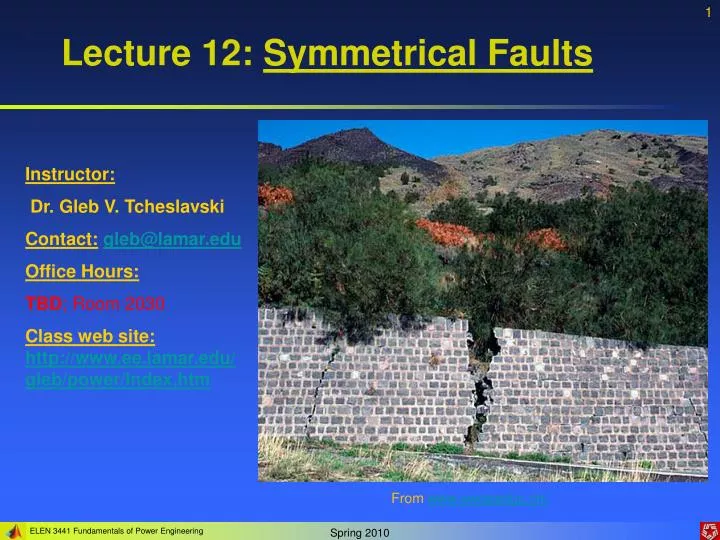 Lecture 12 Symmetrical Faults N 