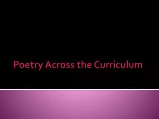Poetry Across the Curriculum
