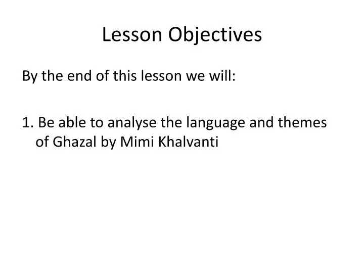 lesson objectives