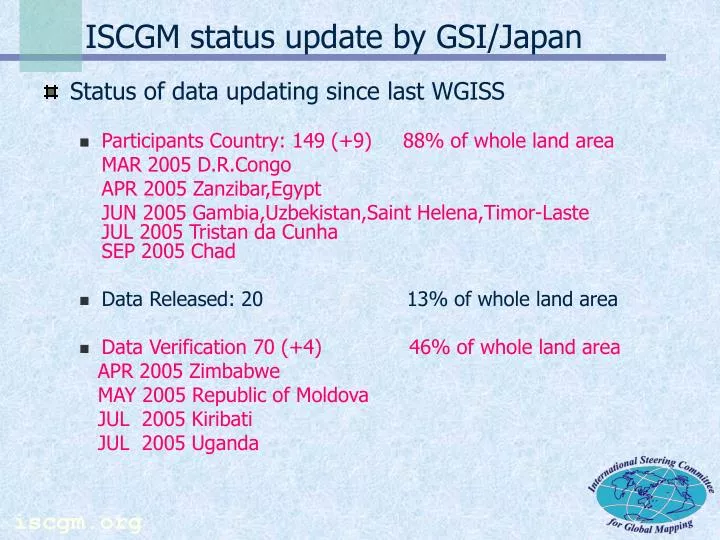 iscgm status update by gsi japan
