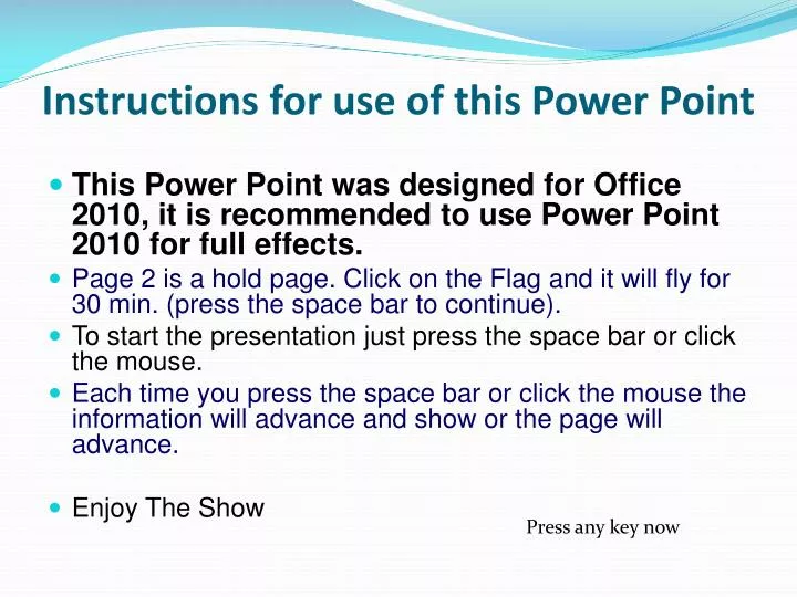 instructions for use of this power point