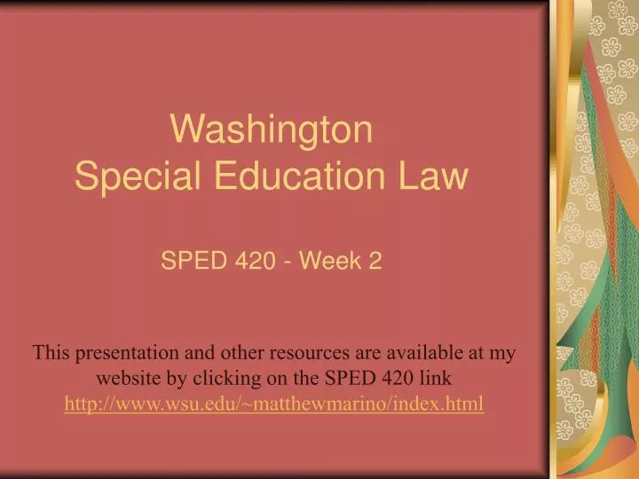 washington special education law sped 420 week 2