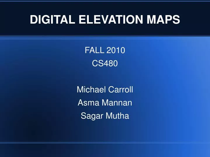 digital elevation maps