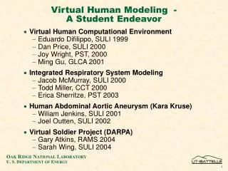Virtual Human Modeling - A Student Endeavor