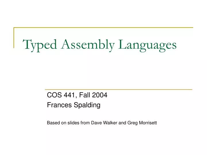 typed assembly languages