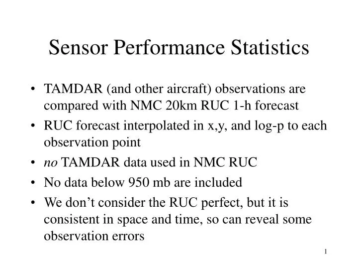 sensor performance statistics