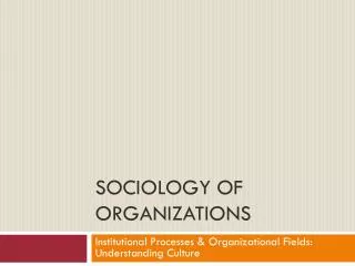Sociology of Organizations