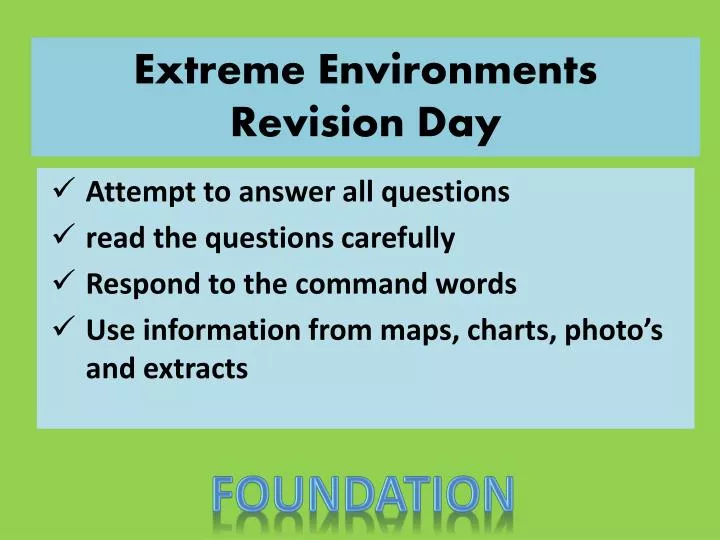 extreme environments revision day