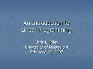 An Introduction to Linear Programming