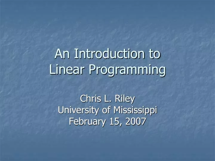 an introduction to linear programming