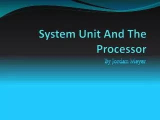 System Unit And The Processor