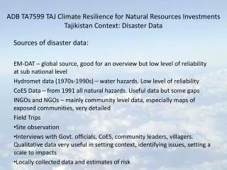 Sources of disaster data: