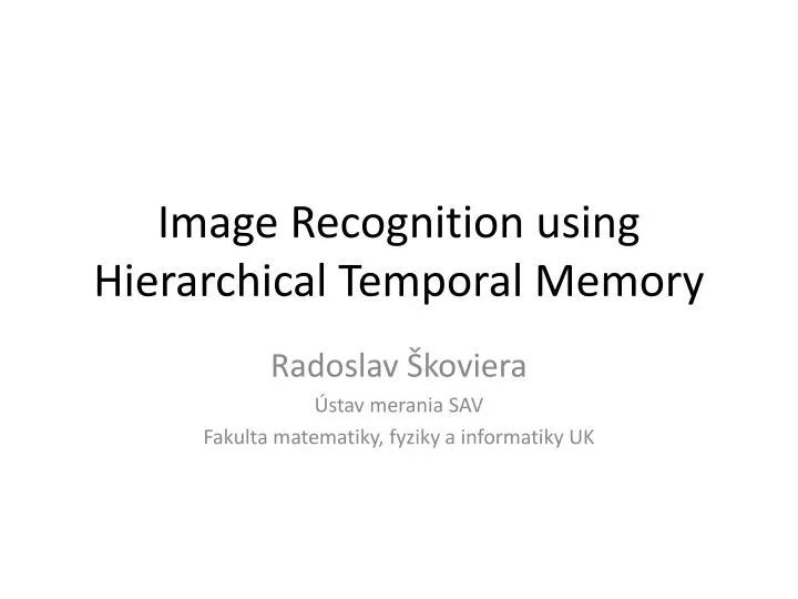 image recognition using hierarchical temporal memory