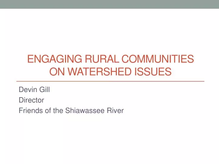 engaging rural communities on watershed issues