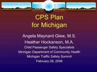 CPS Plan for Michigan