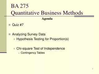 BA 275 Quantitative Business Methods