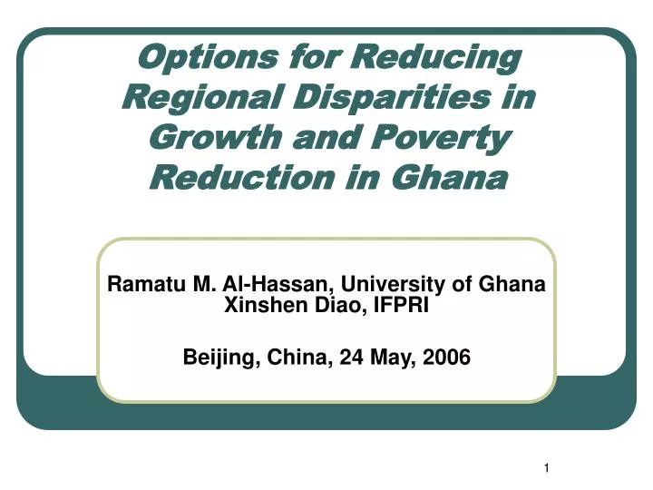 options for reducing regional disparities in growth and poverty reduction in ghana