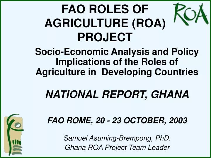 fao roles of agriculture roa project