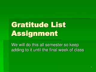 Gratitude List Assignment