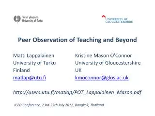 Peer Observation of Teaching and Beyond