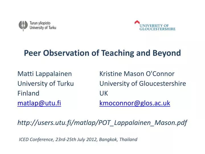 peer observation of teaching and beyond