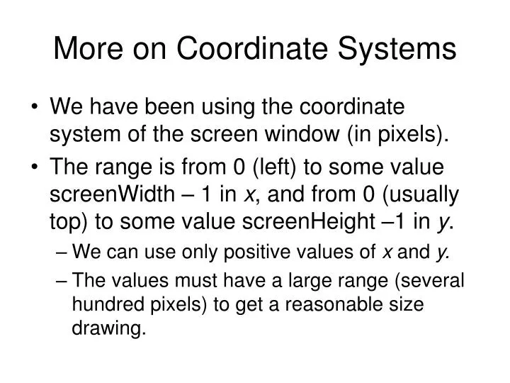 more on coordinate systems