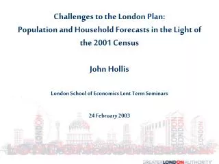 Timetable of London Plan Demographic Work