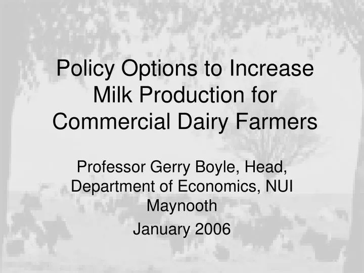 policy options to increase milk production for commercial dairy farmers