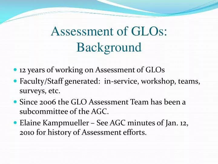 assessment of glos background