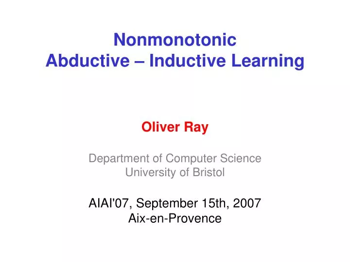 nonmonotonic abductive inductive learning