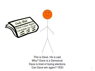 This is Dave. He is sad. Why? Dave is a Democrat. Dave is tired of losing elections.